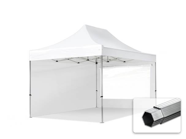 3x4,5m Aluminium Faltpavillon, inkl. 2 Seitenteile, weiß