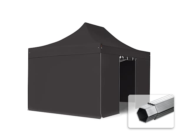 3x4,5m Aluminium Faltpavillon, inkl. 4 Seitenteile, schwarz 3x4,5m Aluminium Faltpavillon, inkl. 4 Seitenteile, schwarz