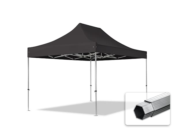 3x4,5m Aluminium Faltpavillon, ohne Seitenteile, schwarz 3x4,5m Aluminium Faltpavillon, ohne Seitenteile, schwarz