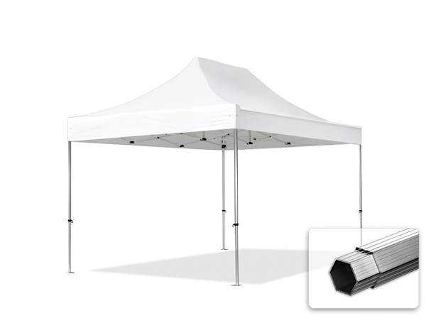 3x4,5m Aluminium Faltpavillon, ohne Seitenteile, weiß 3x4,5m Aluminium Faltpavillon, ohne Seitenteile, weiß