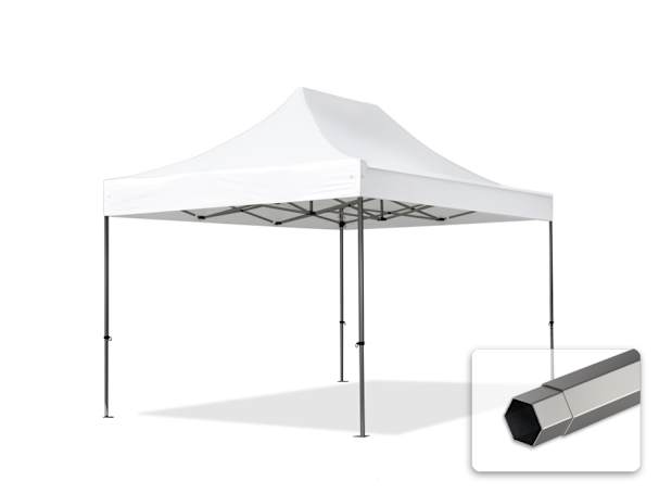 3x4,5m Stahl Faltpavillon, ohne Seitenteile, weiß 3x4,5m Stahl Faltpavillon, ohne Seitenteile, weiß