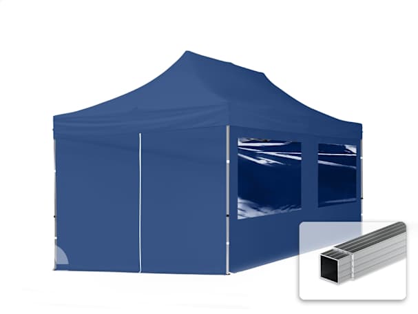 3x6m Aluminium Faltpavillon, inkl. 4 Seitenteile, dunkelblau 3x6m Aluminium Faltpavillon, inkl. 4 Seitenteile, dunkelblau