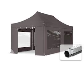 3x6m Aluminium Faltpavillon, inkl. 4 Seitenteile, dunkelgrau