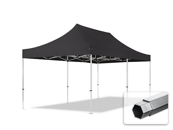 3x6m Aluminium Faltpavillon, ohne Seitenteile, schwarz 3x6m Aluminium Faltpavillon, ohne Seitenteile, schwarz