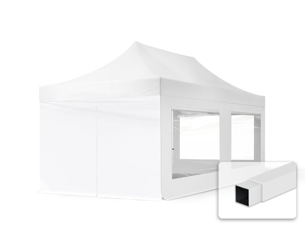 3x6m Stahl Faltpavillon, inkl. 4 Seitenteile, weiß 3x6m Stahl Faltpavillon, inkl. 4 Seitenteile, weiß