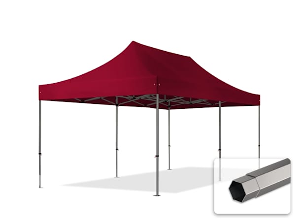 3x6m Stahl Faltpavillon, ohne Seitenteile, rot