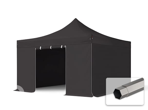 4x4m Stahl Faltpavillon, inkl. 4 Seitenteile, schwarz 4x4m Stahl Faltpavillon, inkl. 4 Seitenteile, schwarz