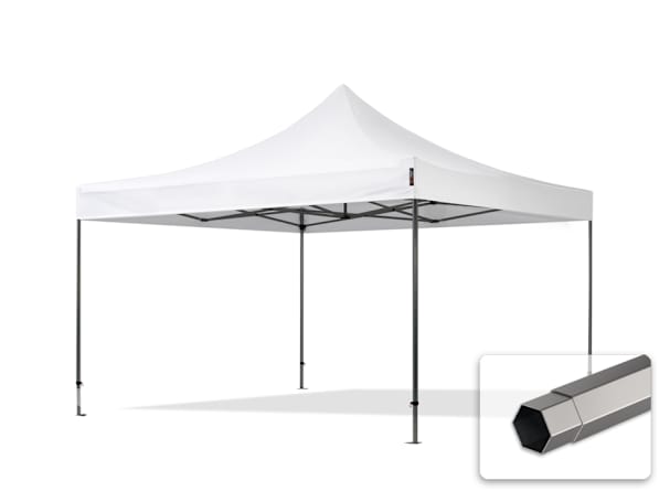 4x4m Stahl Faltpavillon, ohne Seitenteile, weiß 4x4m Stahl Faltpavillon, ohne Seitenteile, weiß