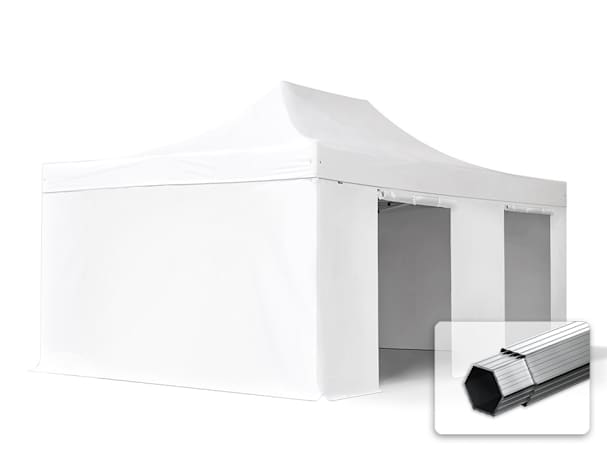 4x6m Aluminium Faltpavillon, inkl. 4 Seitenteile, weiß 4x6m Aluminium Faltpavillon, inkl. 4 Seitenteile, weiß