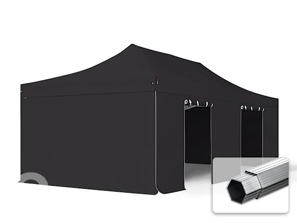 4x8m Aluminium Faltpavillon, inkl. 4 Seitenteile, schwarz 4x8m Aluminium Faltpavillon, inkl. 4 Seitenteile, schwarz