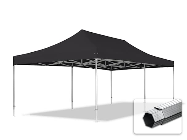 4x8m Aluminium Faltpavillon, ohne Seitenteile, schwarz 4x8m Aluminium Faltpavillon, ohne Seitenteile, schwarz