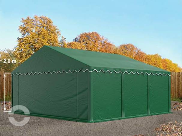 5x6 m Lagerzelt, PVC-Plane, dunkelgrün, mit Bodenrahmen
