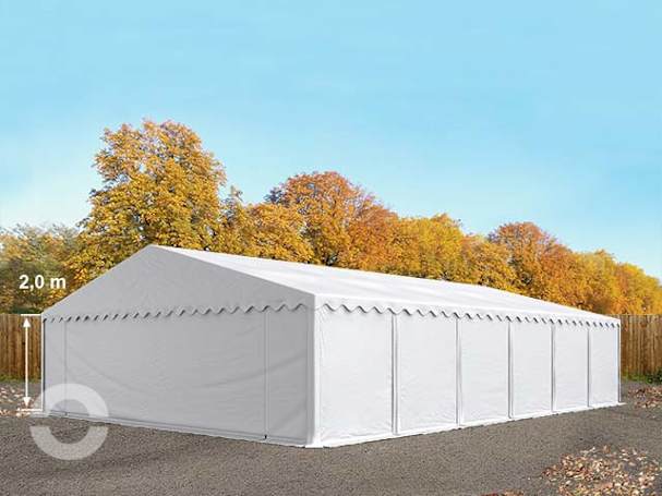 8x12 m Lagerzelt, PVC-Plane, weiß, mit Bodenrahmen 8x12 m Lagerzelt, PVC-Plane, weiß, mit Bodenrahmen