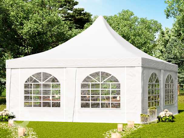 5x5m Pagodenzelt, PVC-Plane, weiß