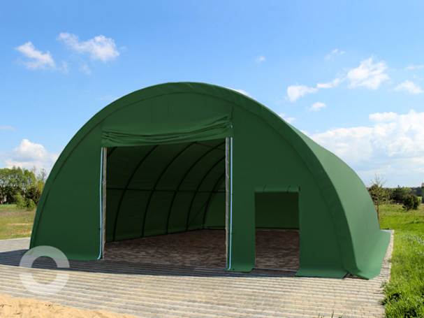9,15x10m Rundbogenhalle, PRIMEtex-Plane, dunkelgrün, mit Statik