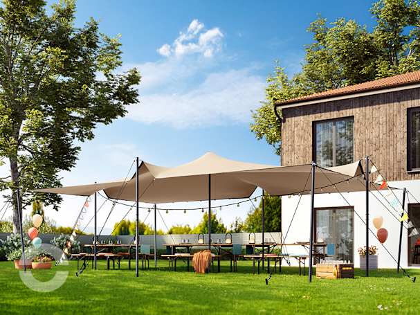 5x7,5 m Stretchzelt, inkl. Aluminium Pfosten-Set, Sand