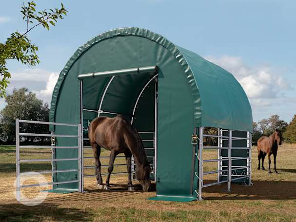 3x3m Weidezelt, PVC-Plane, dunkelgrün, Erdbefestigung