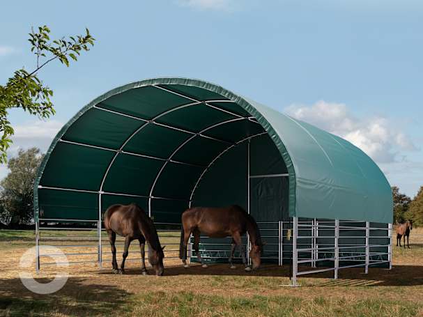 6x6m Weidezelt, PVC-Plane, dunkelgrün, Erdbefestigung