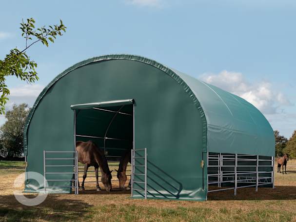 6x6m Weidezelt, PVC-Plane, dunkelgrün, Erdbefestigung