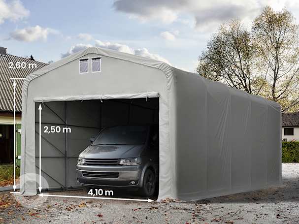 5x10m Zeltgarage, PVC-Plane, grau, ohne Statik 5x10m Zeltgarage, PVC-Plane, grau, ohne Statik