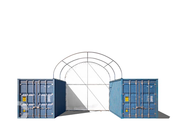 Rückwand für Container Überdachung 4m Breite, PRIMEtex 2300 PVC Plane,  weiß