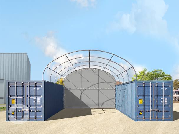 Rückwand für Container-Überdachung 6m Breite, PRIMEtex 2300 PVC Plane, grau