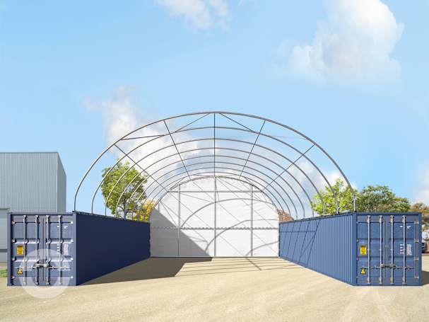 Rückwand für Container-Überdachung 10m Breite, PRIMEtex 2300 PVC Plane, weiß