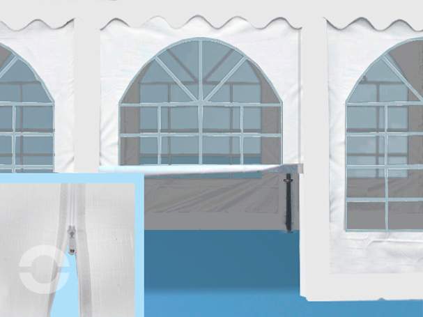 PVC-Seitenteil 2m x 2,6 m mit Reißverschluß, weiß