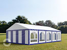 5x10m Partyzelt, PVC-Plane, blau-weiß, mit Bodenrahmen 5x10m Partyzelt, PVC-Plane, blau-weiß, mit Bodenrahmen