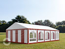 5x10m Partyzelt, PVC-Plane, rot-weiß, mit Bodenrahmen 5x10m Partyzelt, PVC-Plane, rot-weiß, mit Bodenrahmen