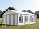 6x8m Partyzelt, PVC-Plane, grau-weiß, mit Bodenrahmen 6x8m Partyzelt, PVC-Plane, grau-weiß, mit Bodenrahmen