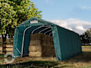 3,3x8,4m Weideunterstand, PVC-Plane, dunkelgrün, Betonbefestigung 3,3x8,4m Weideunterstand, PVC-Plane, dunkelgrün, Betonbefestigung
