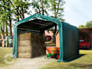 4x4m Weideunterstand, PVC-Plane, dunkelgrün, Betonbefestigung 4x4m Weideunterstand, PVC-Plane, dunkelgrün, Betonbefestigung