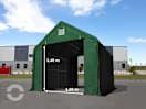 5x8m Zelthalle, PRIMEtex-Plane, dunkelgrün, mit Statik (Betonuntergrund)
