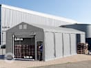 6x12 m Lagerzelt, PVC-Plane, grau, mit Bodenrahmen, ohne Statik 6x12 m Lagerzelt, PVC-Plane, grau, mit Bodenrahmen, ohne Statik