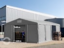 8x8 m Lagerzelt, PVC-Plane, grau, mit Bodenrahmen, mit Statik (Erduntergrund) 8x8 m Lagerzelt, PVC-Plane, grau, mit Bodenrahmen, mit Statik (Erduntergrund)