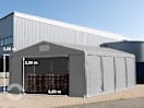 8x8 m Lagerzelt, PVC-Plane, grau, mit Bodenrahmen, ohne Statik 8x8 m Lagerzelt, PVC-Plane, grau, mit Bodenrahmen, ohne Statik