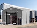 8x8 m Lagerzelt, PVC-Plane, grau, mit Bodenrahmen, mit Statik (Erduntergrund) 8x8 m Lagerzelt, PVC-Plane, grau, mit Bodenrahmen, mit Statik (Erduntergrund)