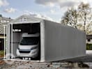 4x24m Zeltgarage, PVC-Plane, grau, mit Statik (Betonuntergrund) 4x24m Zeltgarage, PVC-Plane, grau, mit Statik (Betonuntergrund)