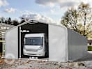 8x24m Zeltgarage, PVC-Plane, grau, mit Statik (Betonuntergrund) 8x24m Zeltgarage, PVC-Plane, grau, mit Statik (Betonuntergrund)