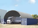 10x12m Container-Überdachung, PRIMEtex-Plane, grau, mit Statik