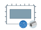 Seitenwand mit einem Panoramafenster für 3 m breiten Faltpavillon mit 32 mm Aluminiumgestänge, blau Seitenwand mit einem Panoramafenster für 3 m breiten Faltpavillon mit 32 mm Aluminiumgestänge, blau