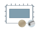 Seitenwand mit einem Panoramafenster für 3 m breiten Faltpavillon mit 32 mm Aluminiumgestänge, creme Seitenwand mit einem Panoramafenster für 3 m breiten Faltpavillon mit 32 mm Aluminiumgestänge, creme
