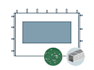 Seitenwand mit einem Panoramafenster für 3 m breiten Faltpavillon mit 32 mm Aluminiumgestänge, dunkelgrün Seitenwand mit einem Panoramafenster für 3 m breiten Faltpavillon mit 32 mm Aluminiumgestänge, dunkelgrün