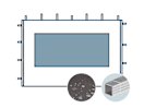 Seitenwand mit einem Panoramafenster für 3 m breiten Faltpavillon mit 32 mm Aluminiumgestänge, dunkelgrau Seitenwand mit einem Panoramafenster für 3 m breiten Faltpavillon mit 32 mm Aluminiumgestänge, dunkelgrau