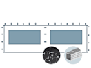 Seitenwand mit einem Panoramafenster für 6 m breiten Faltpavillon mit 32 mm Aluminiumgestänge, schwarz Seitenwand mit einem Panoramafenster für 6 m breiten Faltpavillon mit 32 mm Aluminiumgestänge, schwarz
