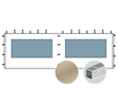 Seitenwand mit einem Panoramafenster für 6 m breiten Faltpavillon mit 32 mm Aluminiumgestänge, creme Seitenwand mit einem Panoramafenster für 6 m breiten Faltpavillon mit 32 mm Aluminiumgestänge, creme