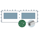Seitenwand mit einem Panoramafenster für 6 m breiten Faltpavillon mit 32 mm Aluminiumgestänge, dunkelgrün Seitenwand mit einem Panoramafenster für 6 m breiten Faltpavillon mit 32 mm Aluminiumgestänge, dunkelgrün