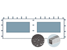 Seitenwand mit einem Panoramafenster für 6 m breiten Faltpavillon mit 32 mm Aluminiumgestänge, dunkelgrau Seitenwand mit einem Panoramafenster für 6 m breiten Faltpavillon mit 32 mm Aluminiumgestänge, dunkelgrau