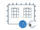 Seitenwand mit zwei Sprossenfenstern für 3 m breiten Faltpavillon mit 30 mm Stahlgestänge, blau Seitenwand mit zwei Sprossenfenstern für 3 m breiten Faltpavillon mit 30 mm Stahlgestänge, blau